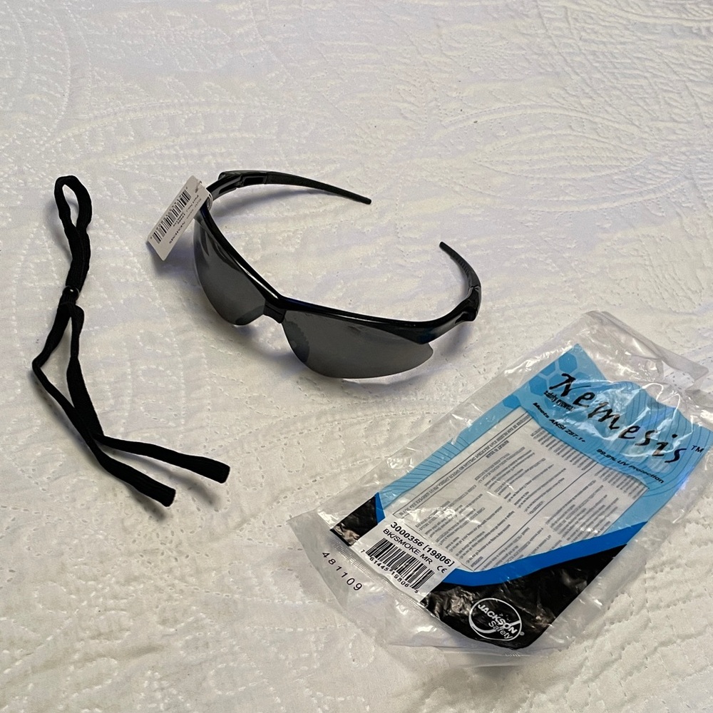NWT NEMESIS Safety Glasses Eyewear with UV PROTECTION Black/Smoke Lenses